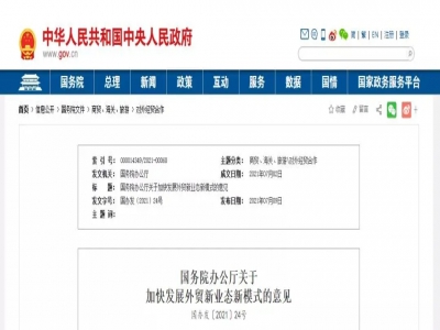 重磅!国务院办公厅关于加快发展外贸新业态新模式的意见
